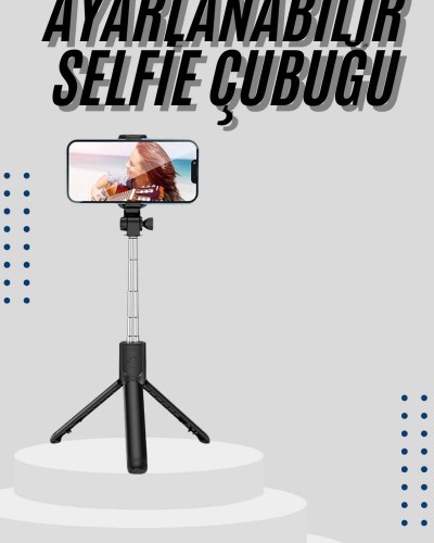 Tripod Selfie Çubuğu Bluetooth Kumandalı Kablosuz Led Işıklı