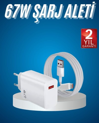 Hızlı Şarj Aleti Adaptörü Kablo Seti 67W Uzun Ömürlü Beyaz