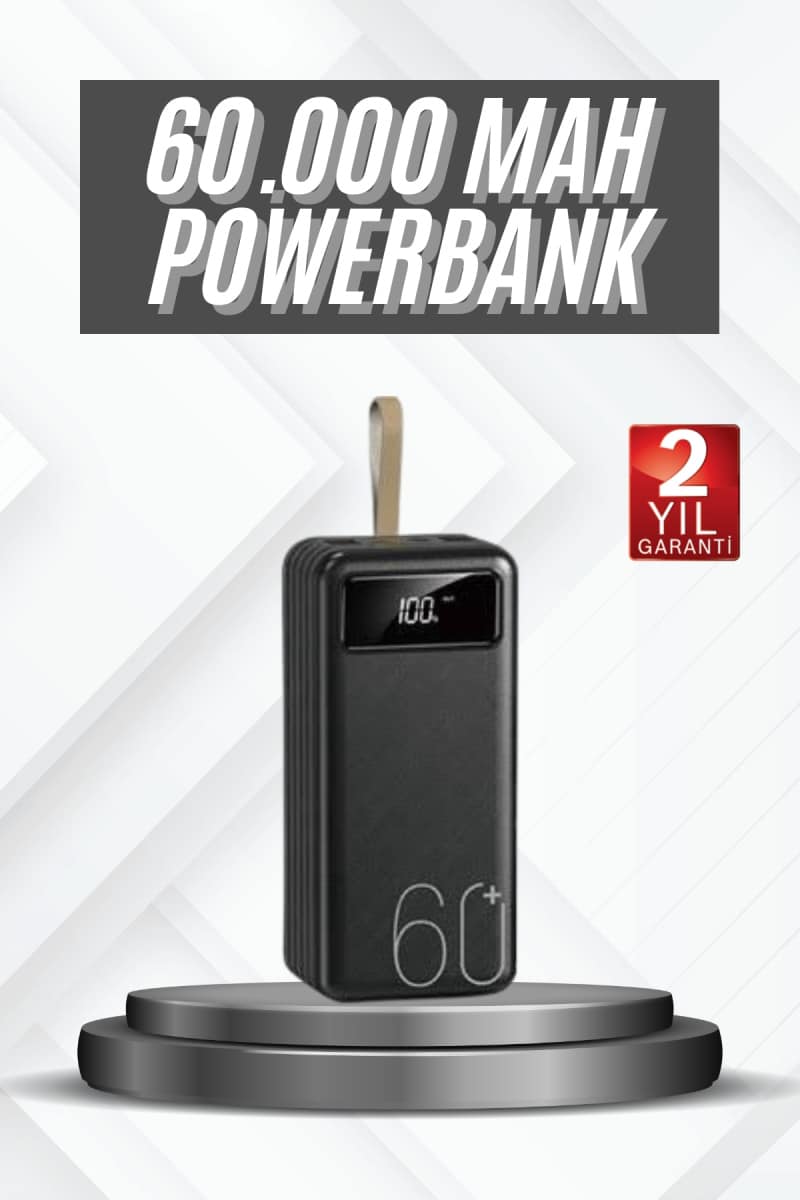 Hızlı Şarj 4 Çıkışlı Powerbank 60.000 Mah Taşınabilir Dijital Göstergeli
