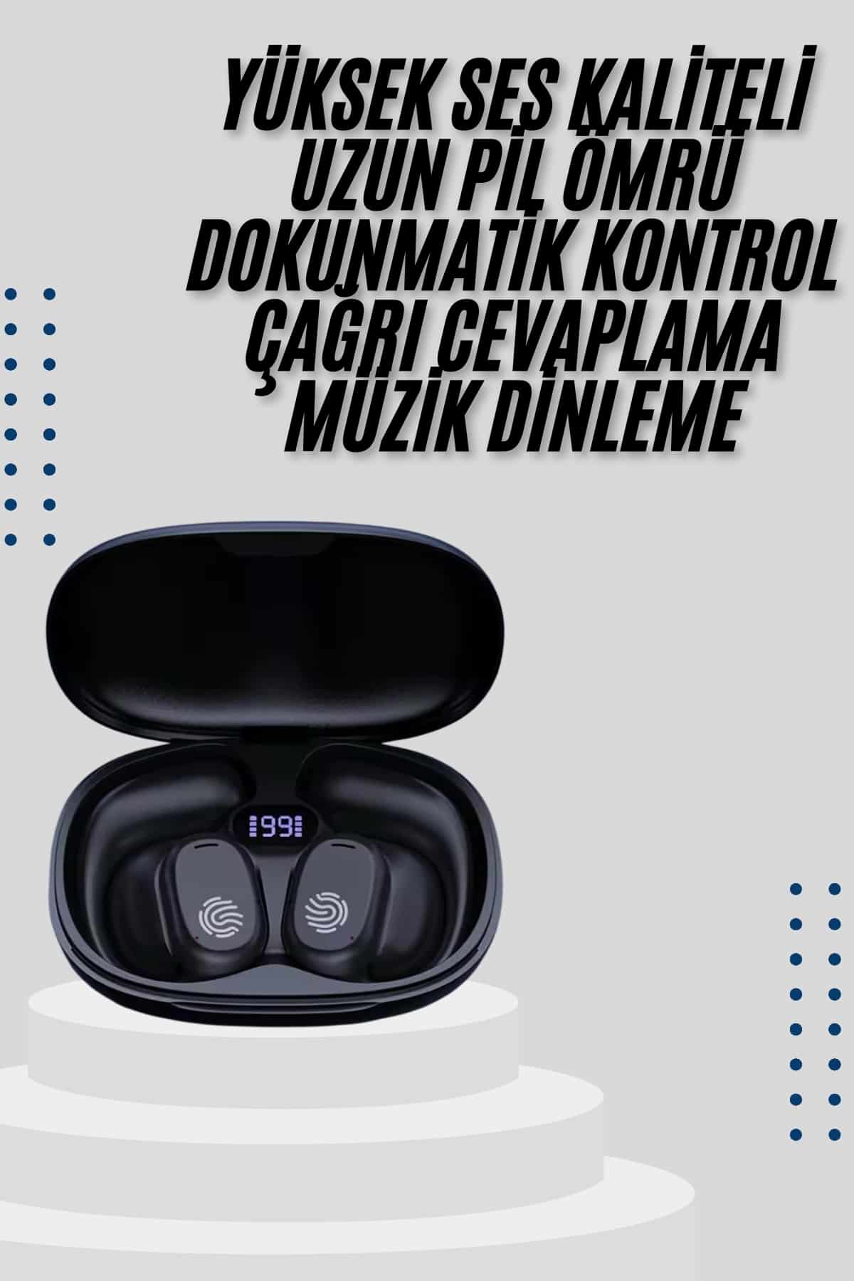 Kablosuz Küpeli Kulaklık Aktif Gürültü Önleyici Dokunmatik Kontrol - Görsel 2