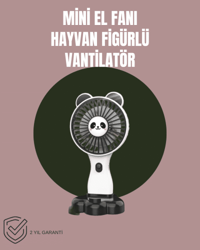 Hayvan Figürlü Mini El Fanı – USB Şarjlı Sessiz Vantilatör