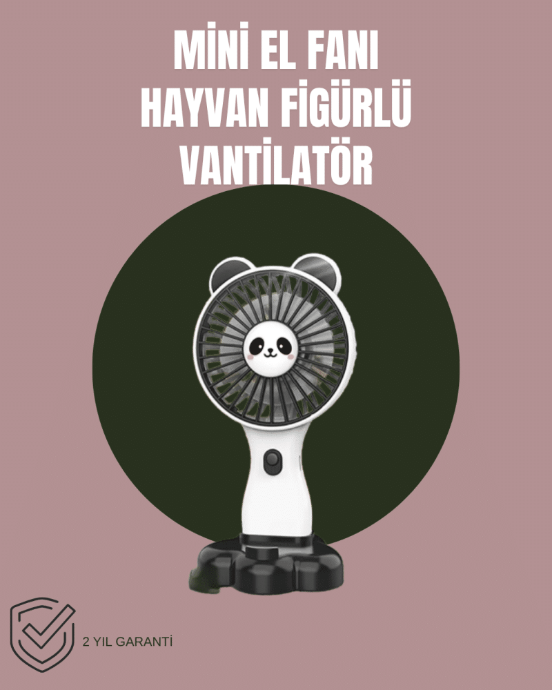 Hayvan Figürlü Mini El Fanı – USB Şarjlı Sessiz Vantilatör