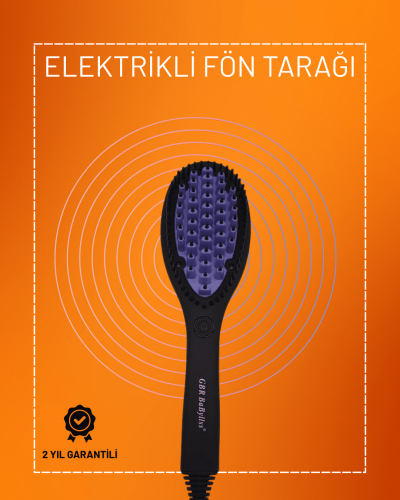 PTC Seramik Isı Ayarlı Saç Düzleştirme Fırçası – Siyah