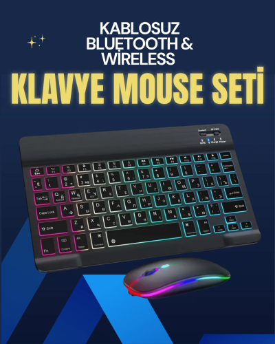 Şık ve Sessiz Tasarımlı Işıklı Klavye Mouse Seti – Şarjlı, Wireless