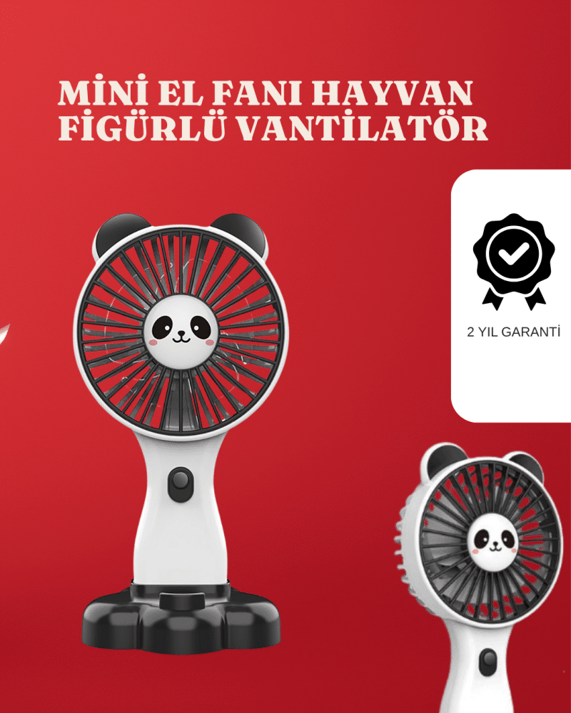 Mini Fan Hayvan Figürlü – Şarj Edilebilir Taşınabilir El Vantilatörü