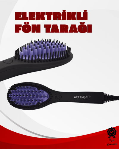 Keramik Isıtıcılı Elektrikli Saç Düzleştirme Fırçası – 360° Kablo