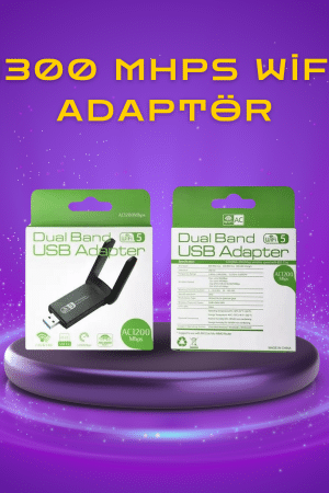 Yüksek Hızlı 1200 Mbps Çift Bant USB WiFi Adaptör – Güçlü Sinyal, Geniş Uyumluluk