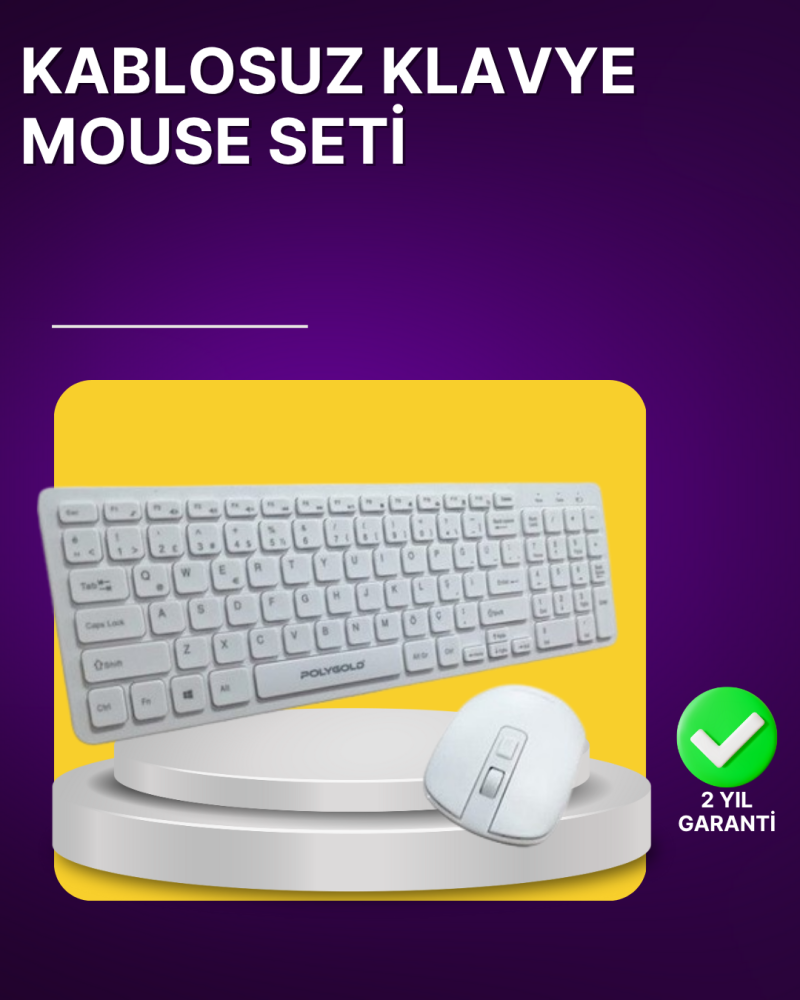 Kablosuz Klavye ve Mouse Seti - Ergonomik Tasarım, Sessiz Kullanım, Geniş Uyumluluk