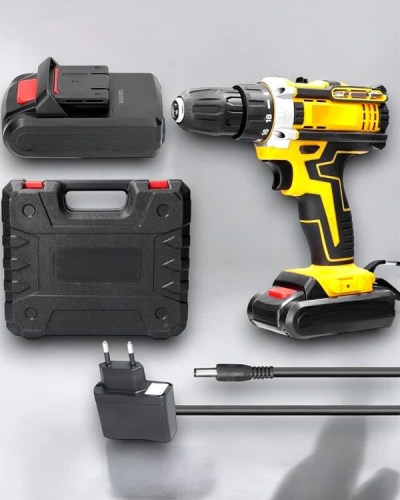 24 Parça Çift Bataryalı Şarjlı Matkap Seti 24W Motor ve Otomatik Mil Kilitli Tasarım