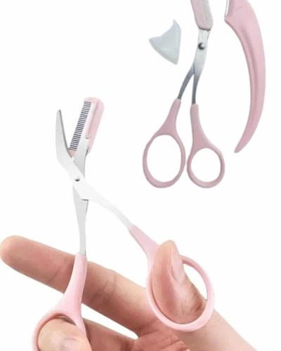 2'li Kaş Bakım Seti Taraklı Kaş Makası Ve Kaş Usturası Kaş Şekillendirici