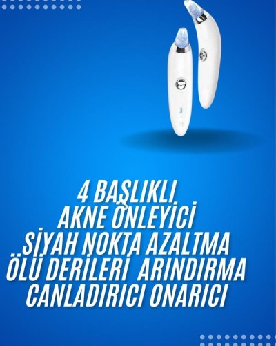4 Başlıklı Pilli Vakumlu Siyah Nokta Temizleyici Akne Ve Sivilce Önleyici