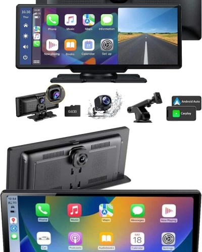 4K 10.2 İnç Çift Kameralı Araç Multimedya Ekranı CarPlay Kablosuz Tüm Cihazlara Uyumlu