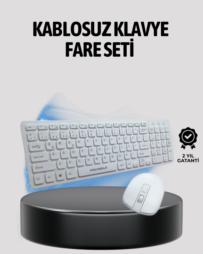 Beyaz Kablosuz Klavye Fare Seti Kablosuz Fare USB Alıcı PC Uyumlu