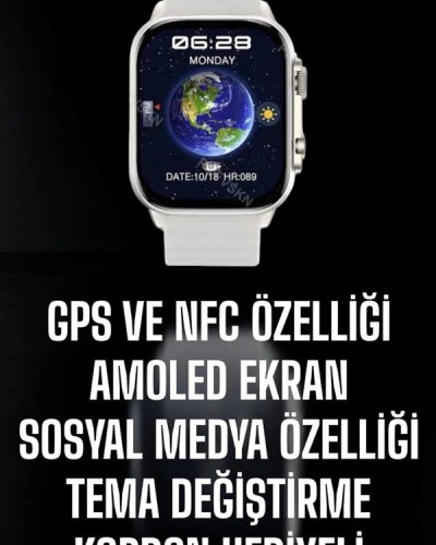 Akıllı Saat Android ve İOS Uyumlu NFC Ve GPS Özelliği Arama Cevaplayan