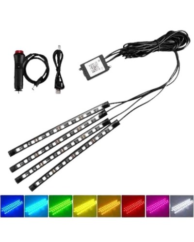 Araç İçi Ayak Altı Led 12 Led Işık Sese Müziğe Duyarlı RGB Işıklı Aydınlatma Seti