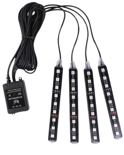 Araç Içi Aydınlatma Kumandalı 12 Led Ayak Altı Led Ambiyans Işığı Sese Duyarlı Kumandalı