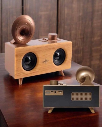 Bluetooth Hoparlör Ahşap Klasik Retro Gramofon Bluetooth Müzik Kutusu
