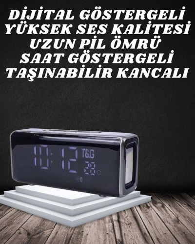 Bluetooth Hoparlör Speaker Saat Göstergeli Uzun Pil Ömrü Taşınabilir