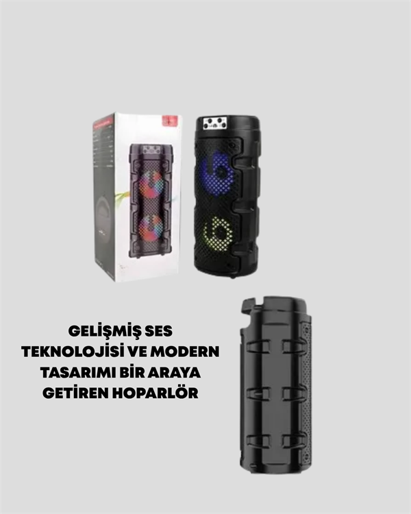 Bluetooth'lu Taşınabilir Kablosuz Hoparlör – Çift Sürücülü Güçlü Ses, USB/SD/AUX Destekli Müzik Sistemi - Görsel 3
