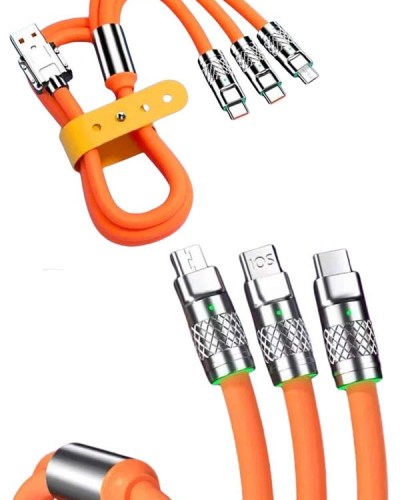 Çoklu Şarj Kablosu USB Type-C İOS Uyumlu 120W Hızlı Şarj Kablosu