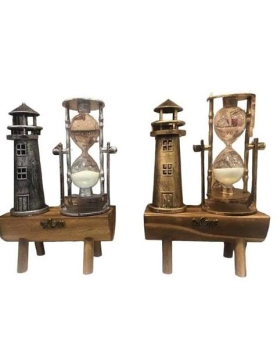 Deniz Feneri Kum Saati Ahşap Görünümlü Vintage Tarz Biblo