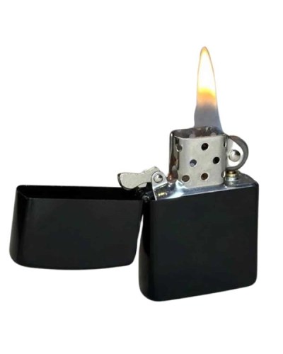 Doldurulabilir Siyah Benzinli Çakmak Metalik