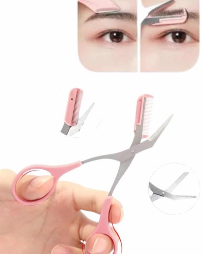 Kavisli Kaş Kirpik Düzeltici Bıyık Alma Taraklı Kaş Makası Yüz Bakım Seti Makas