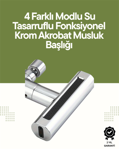 Krom Musluk Başlığı | 4'ü 1 Arada Su Çıkışı | Kolay Montajlı