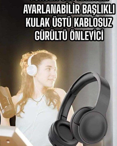 Kulak Üstü Kablosuz Bluetooth Kulaklık Gürültü Önleyici Uzun Şarj Süreli