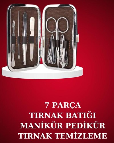 Manikür Pedikür Seti 7 Parça Tırnak Makası Kaş Makası Cımbız Çantalı
