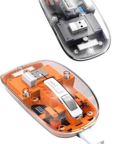 Mouse Fare Kablosuz Mouse Fare Şarjlı Bluetooth Sessiz 5 Tuşlu Şeffaf