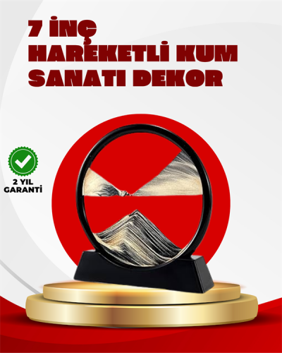 Rahatlatıcı Kum Sanatı – Yuvarlak Cam Çerçeveli Hareketli Kum Resmi, Ofis ve Ev İçin Etkileşimli Masaüstü Süs