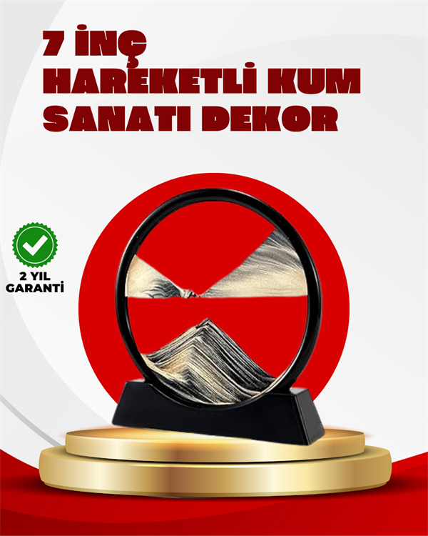 Rahatlatıcı Kum Sanatı – Yuvarlak Cam Çerçeveli Hareketli Kum Resmi, Ofis ve Ev İçin Etkileşimli Masaüstü Süs