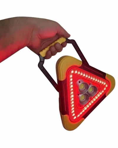Reflektör Güneş Panelli Solarlı Şarjlı Üçgen Işıklı Trafik Reflektör Fener