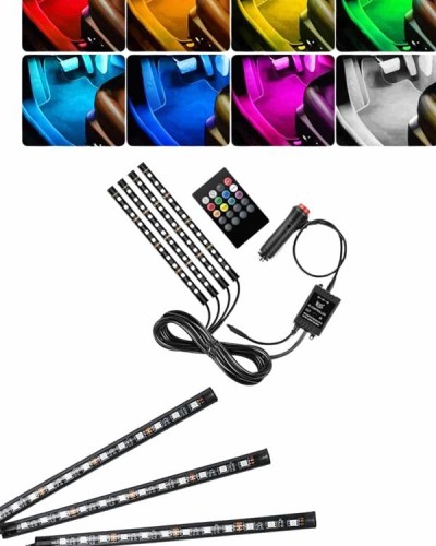 RGB Işıklı Araç İçi Aydınlatma Kumandalı 12'li Led Işık Renk Değiştirebilen