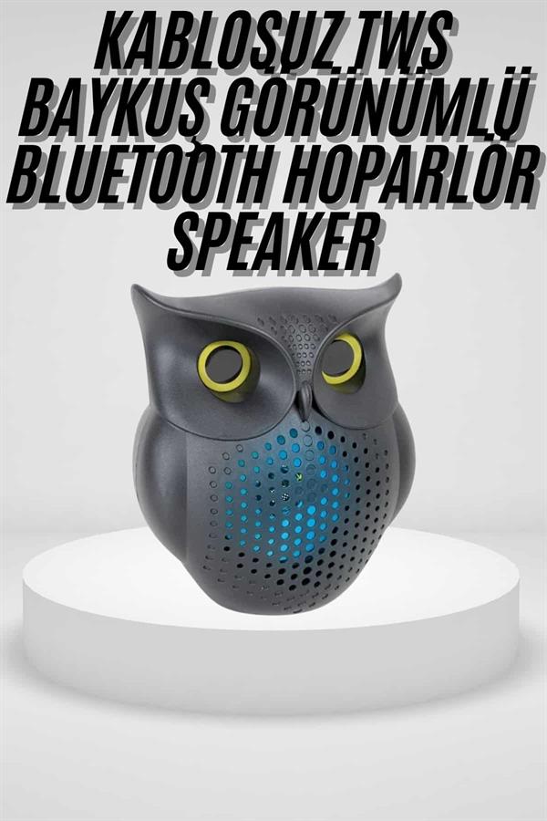 Siyah Bluetooth Hoporlör Baykuş Speaker Bluetooth 5.0 Bağlantılı - Görsel 2