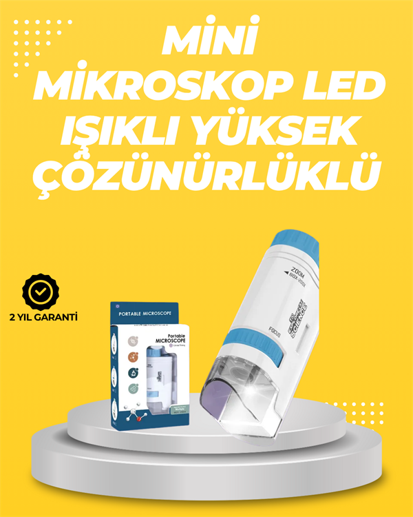 Taşınabilir LED Işıklı Cep Mikroskop – 80X–200X Büyütme