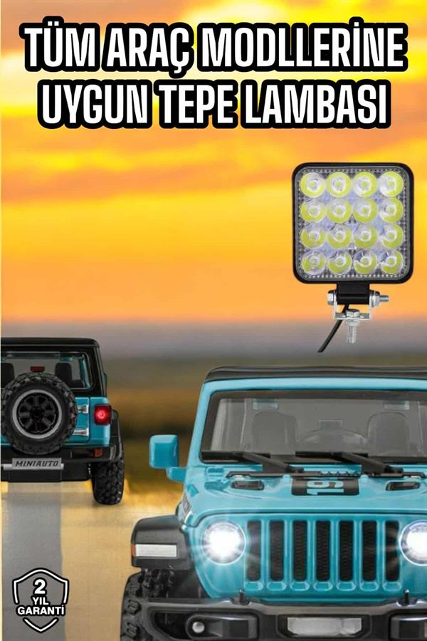 Tepe Lambası Çalışma Lambası Sis Lambası 16 Led Beyaz Led Işık - Görsel 2