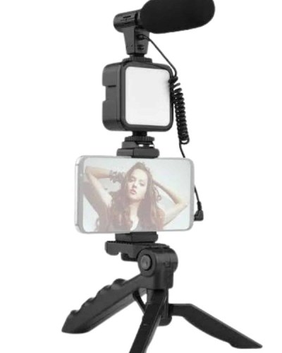 Tripod Telefon Tutucu Kumandalı Mikrofon Led Işık Vlog Video Kayıt