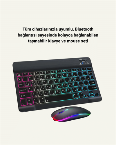 Türkçe Q Klavye Düzenli RGB Kablosuz Klavye Mouse Set