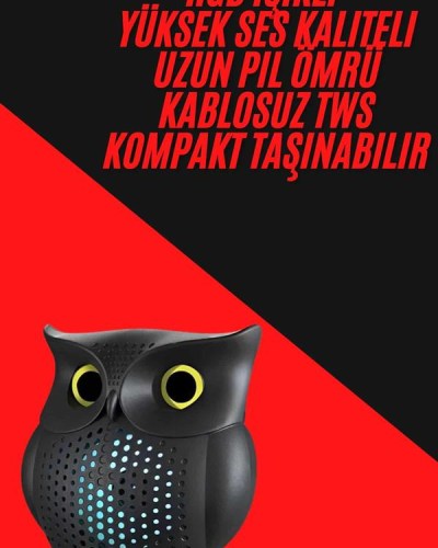 TWS Bluetooth Hoparlör Baykuş Tasarımlı Taşınabilir RGB Işıklı Uzun Pil Ömrü
