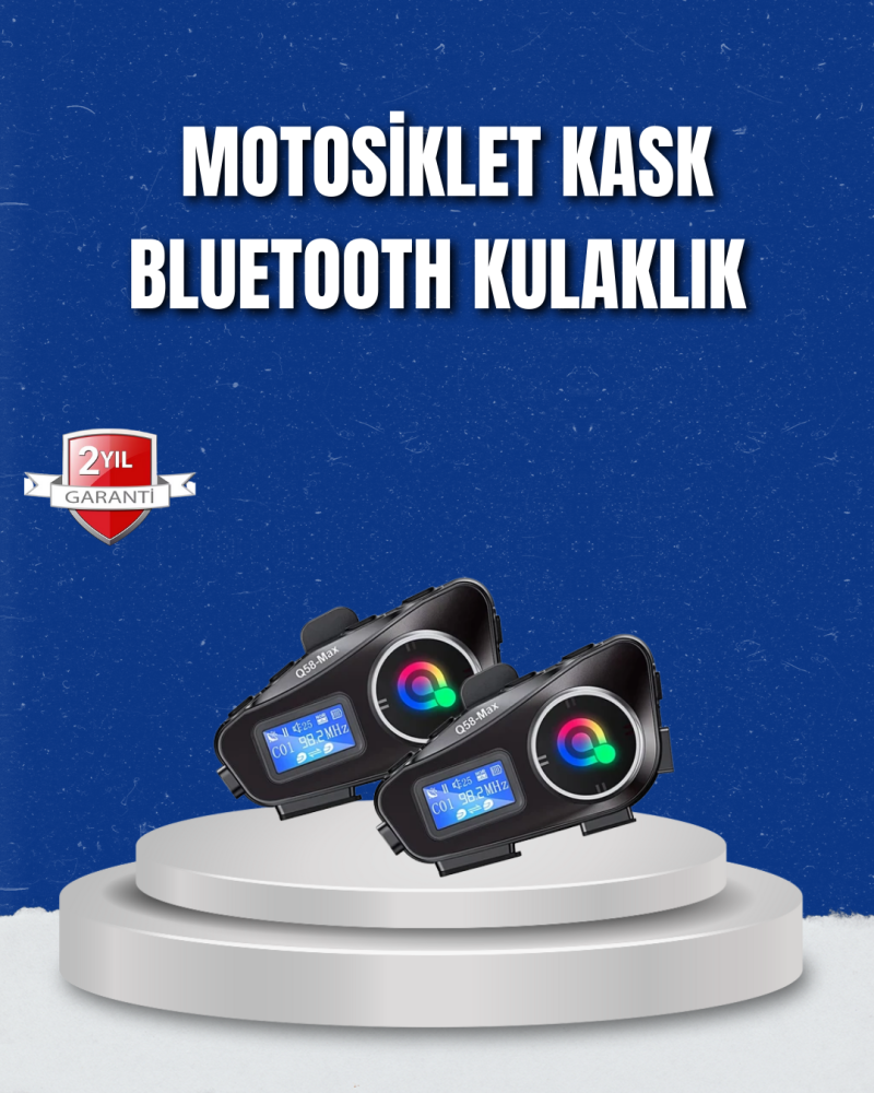 LCD Ekranlı Bluetooth Kask Kulaklığı FM Radyo ve SD Kart Girişli