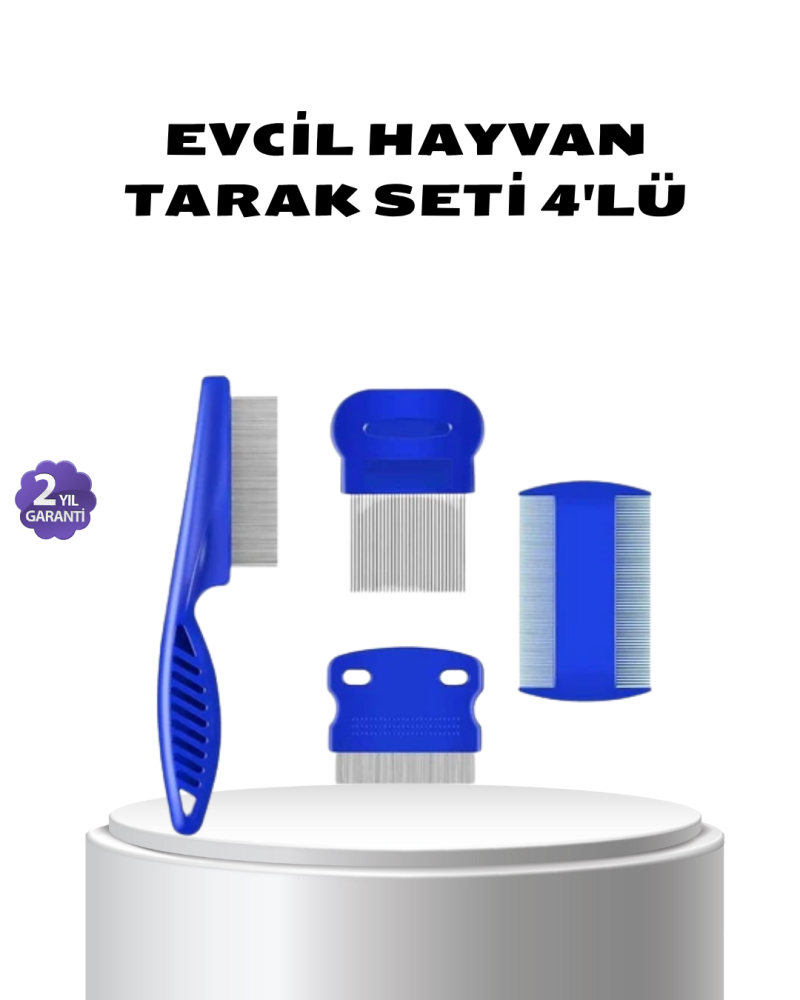 4’lü Evcil Hayvan Tüy Temizleme Seti – Paslanmaz Çelik,Plastik, Pratik ve Hijyenik Bakım