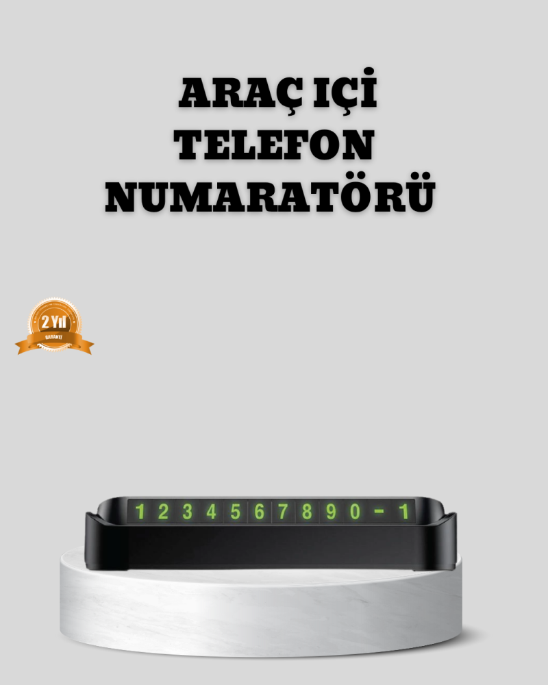 Çevirmeli Araç İçi Park Numaratörü – Alüminyum Gri, Kolay Montaj ve Net Görünüm