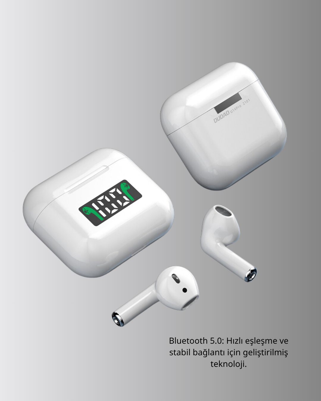 Bluetooth 5.0 Kablosuz Kulaklık – LED Şarj Göstergesi, Dokunmatik Kontrol ve Suya Dayanıklı Tasarım - Görsel 4