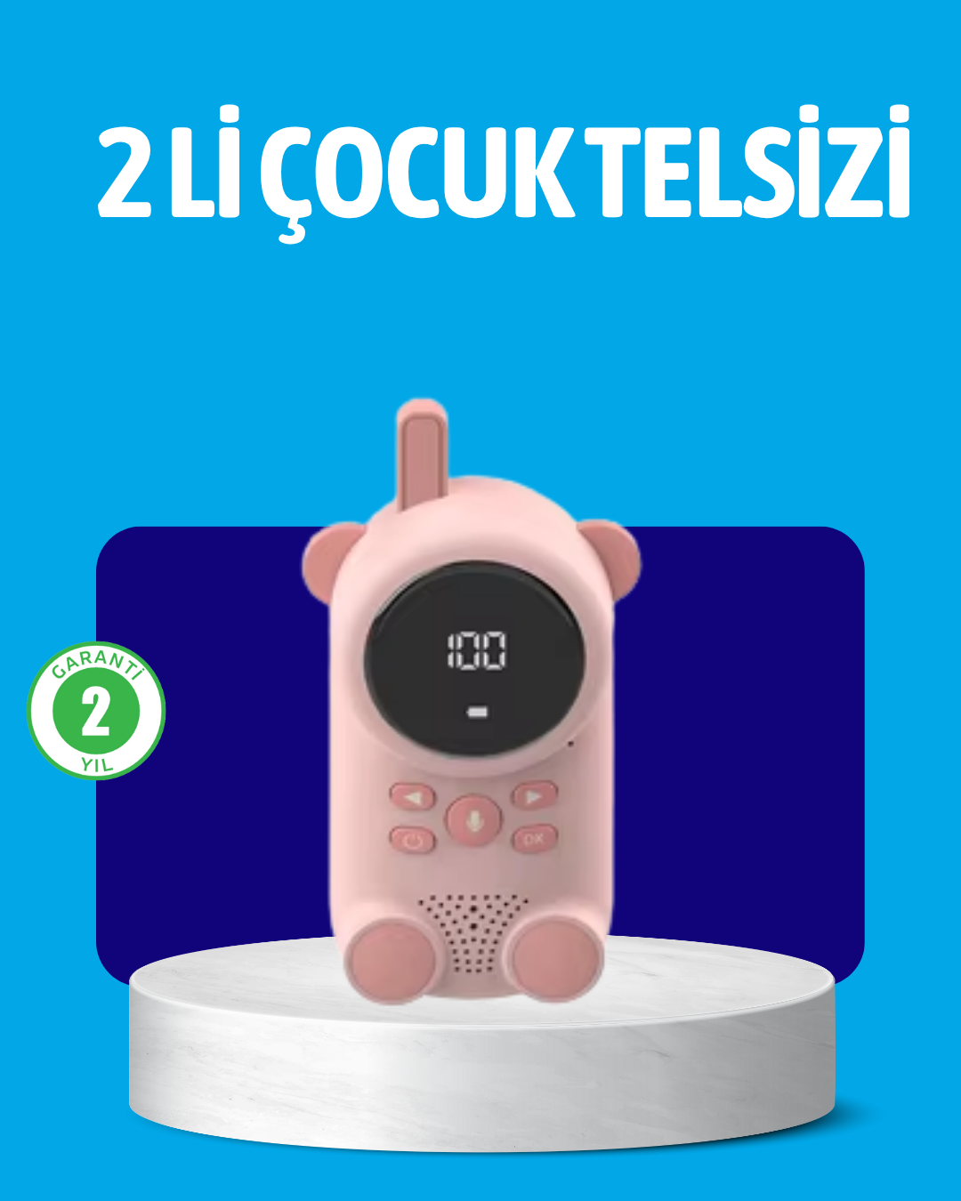 USB Şarjlı Çocuk Telsizi "“ Renkli Ekran, VOX Modu, Kompakt Tasarım