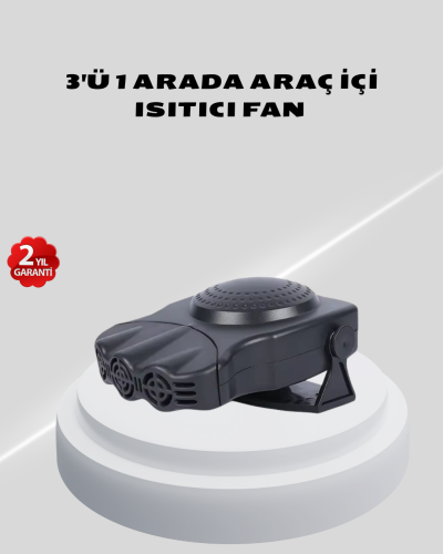 3’ü 1 Arada Araç İçi Isıtıcı ve Fan 150W Güçlü ve 360° Dönebilen Başlıklı