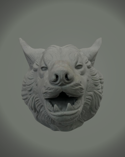 Asılabilir Gri Kurt Heykeli Ev Ofis Duvar Süslemesi Dekoratif