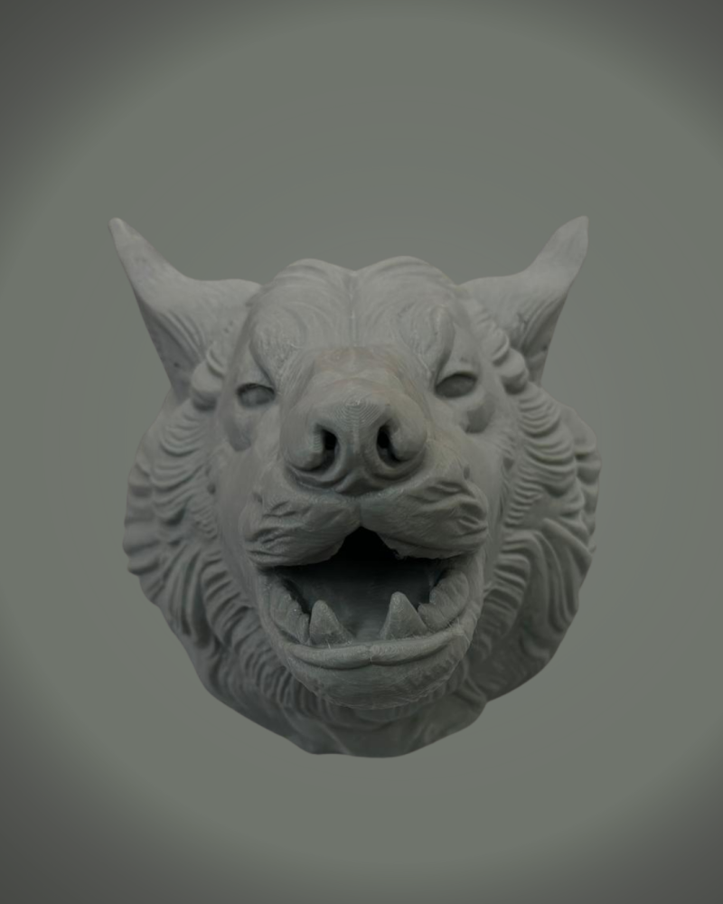 Asılabilir Gri Kurt Heykeli Ev Ofis Duvar Süslemesi Dekoratif