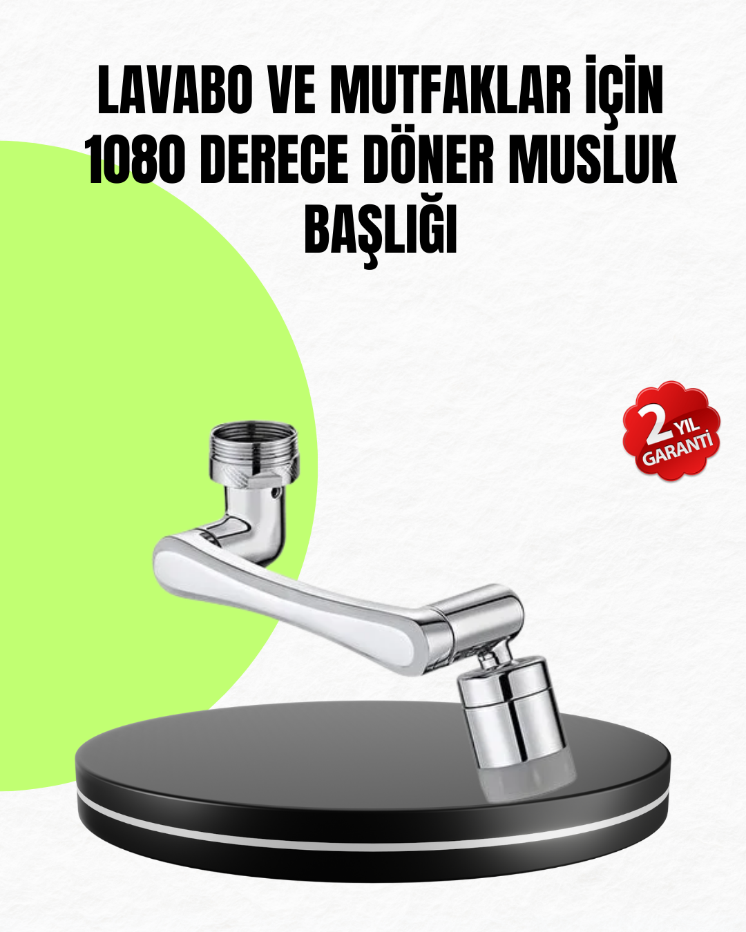 2 Modlu 1080Â° Dönebilen Musluk Başlığı Esnek 3 Eklemli Hareketli Tasarım